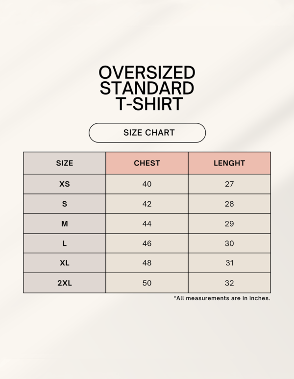 Size Chart for hardworking but not-appreciated t-shirt